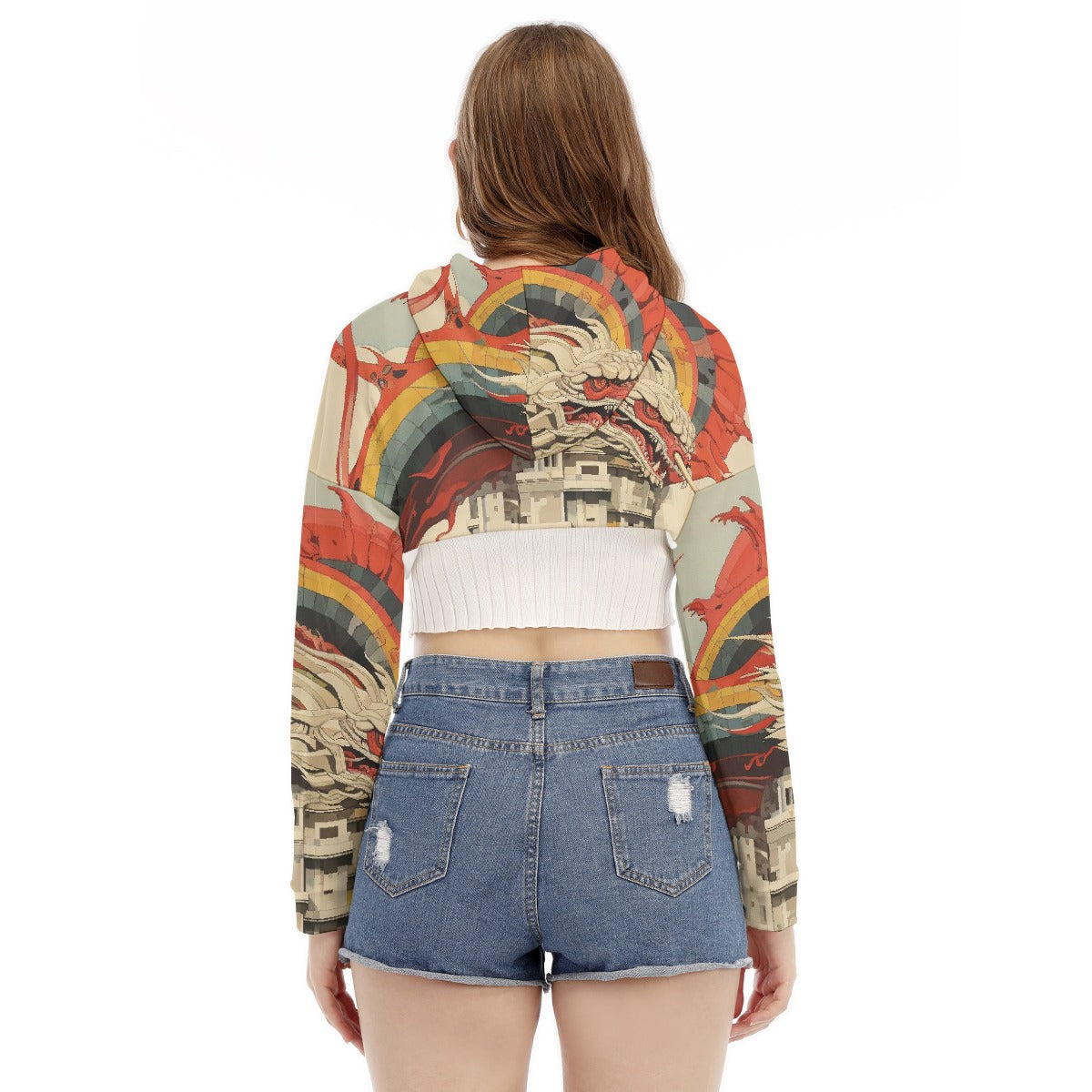 All-Over Print Women's Smock Short Hoodie With Long Sleeve