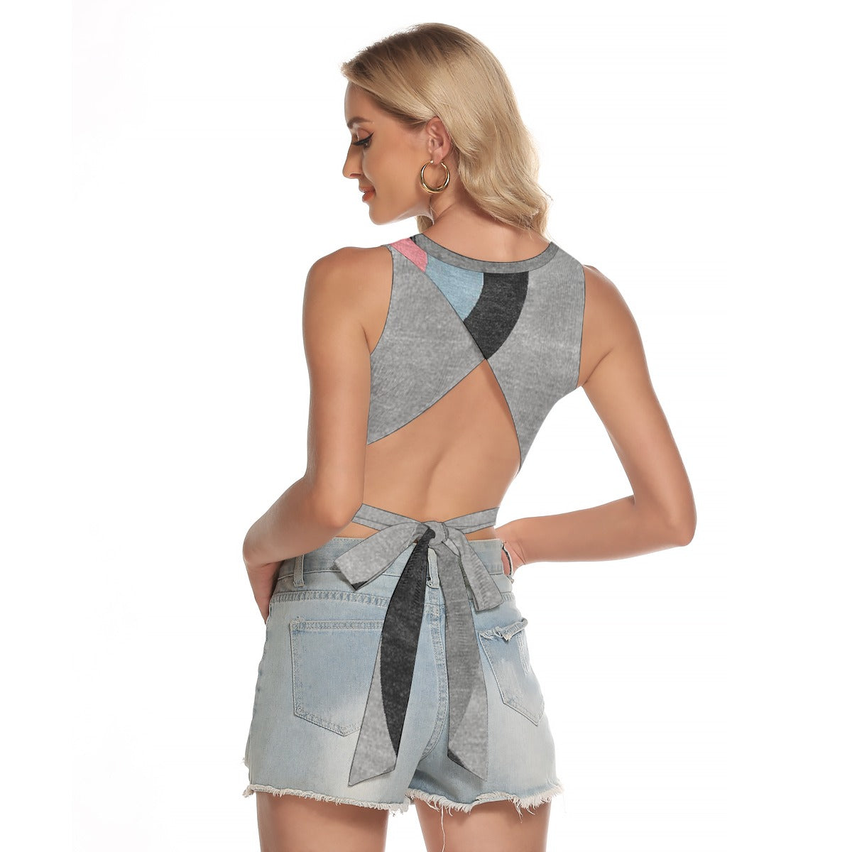 All-Over Print Women's Sleeveless Back Hollow Crop Top