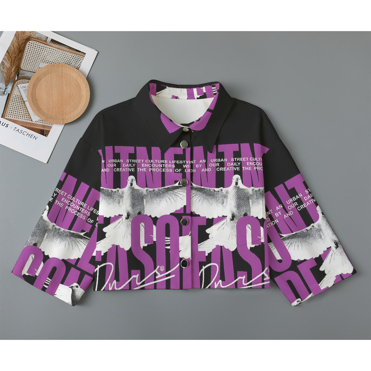 All-Over Print Women's Cropped Jacket | 245GSM Cotton