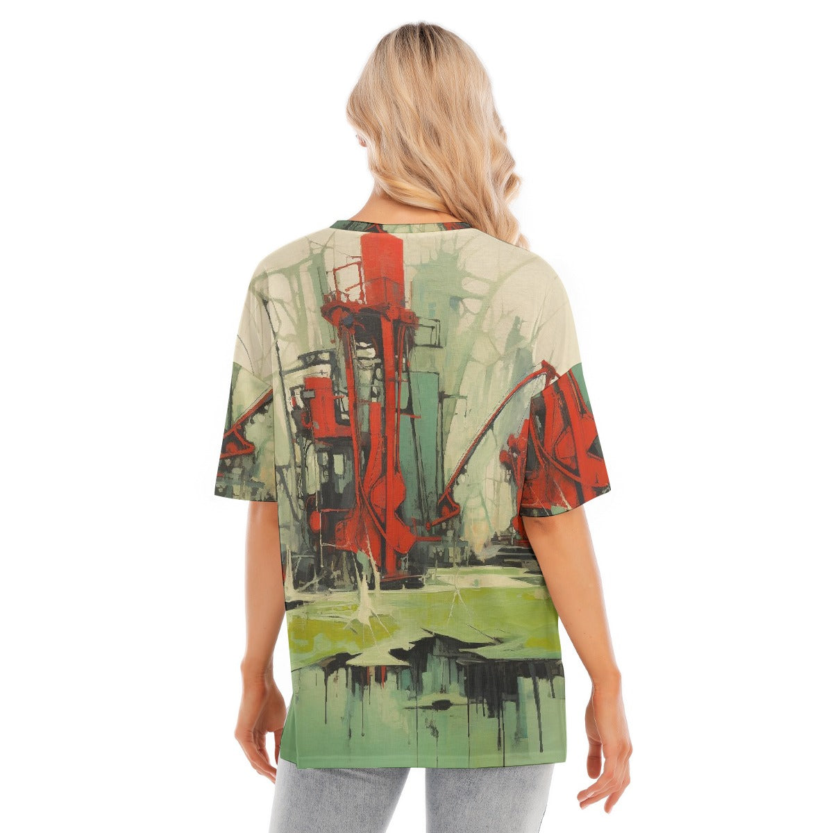 All-Over Print Women's Short Sleeves T-shirt With Hem Split