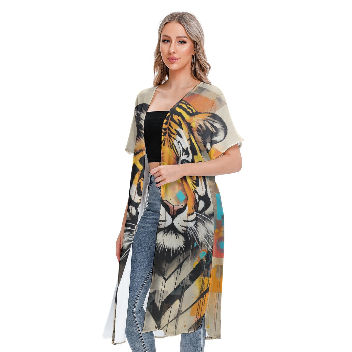 All-Over Print Women's Short Sleeve Cardigan