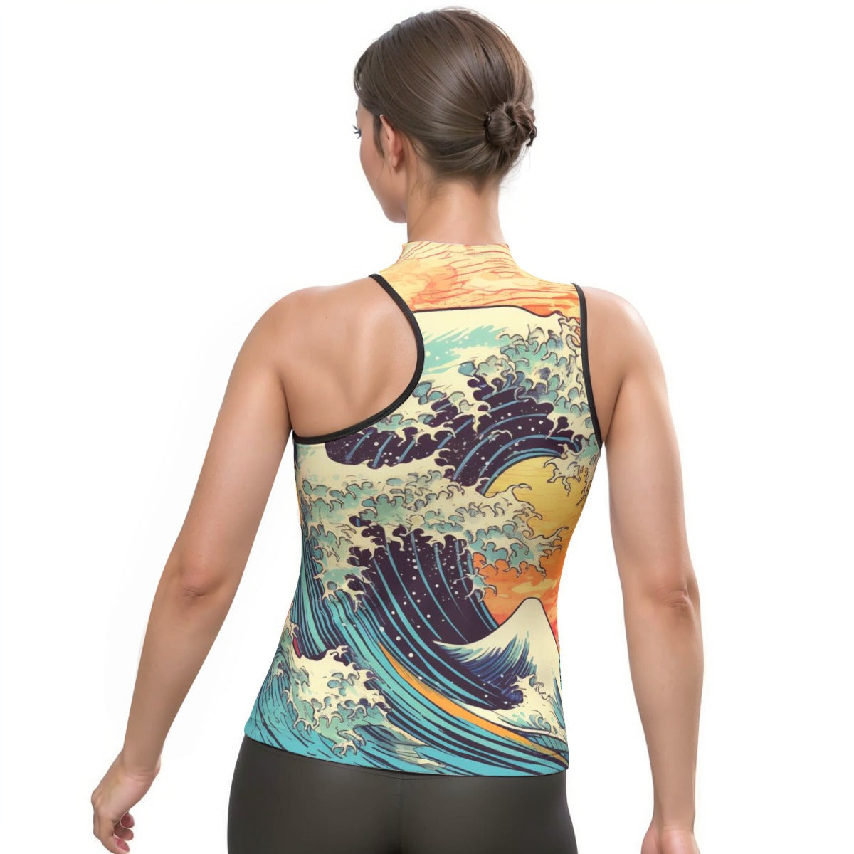 All-Over Print Women's Halter Sleeveless Asymmetrical Tank Top