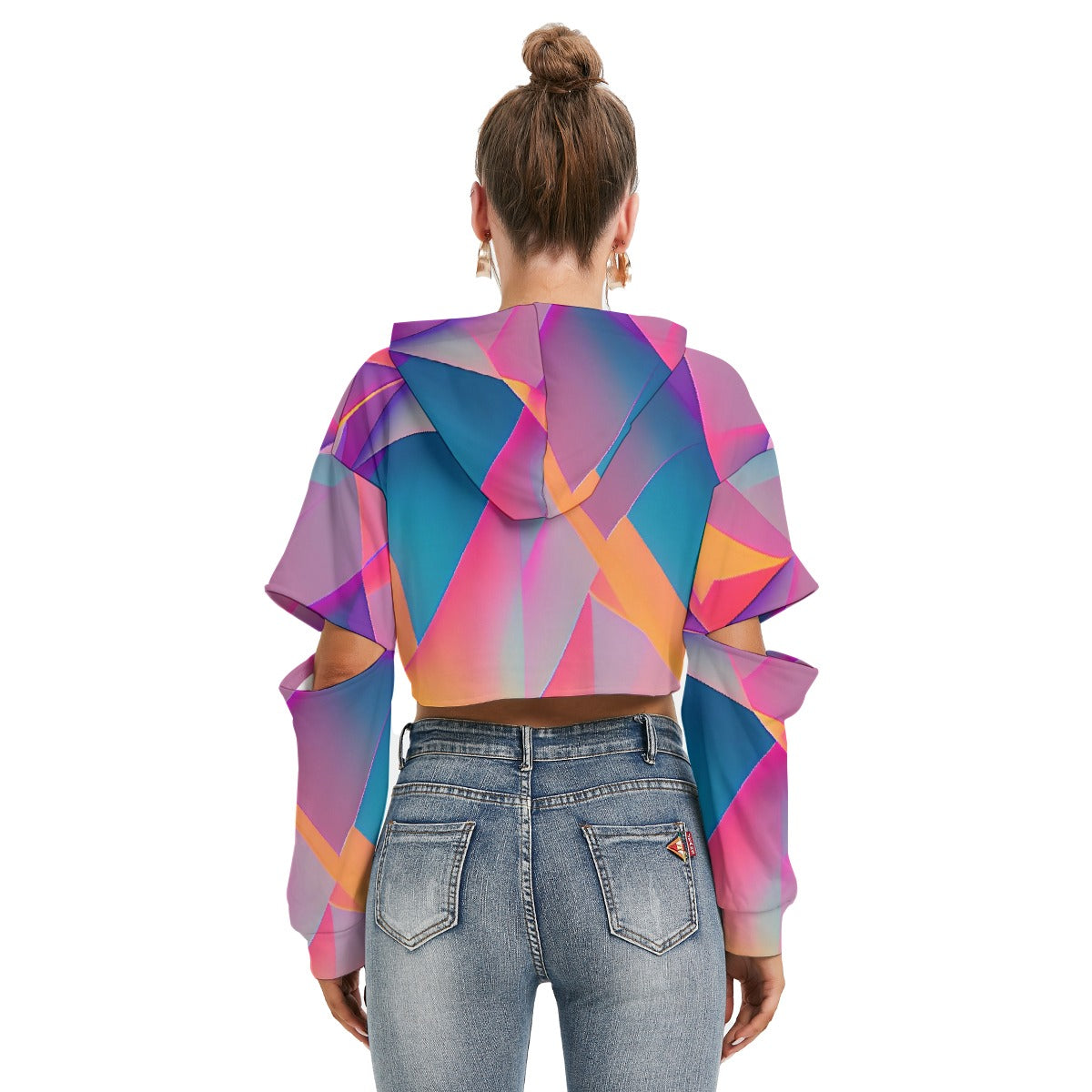 All-Over Print Women's Heavy Fleece Hoodie With Hollow Out Sleeve
