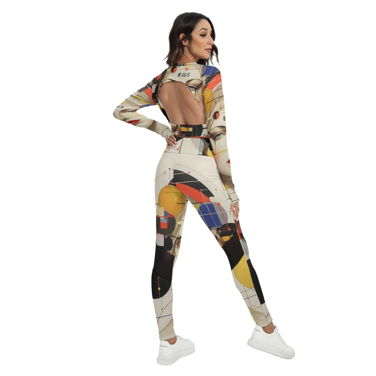 All-Over Print Women's Sport Set With Backless Top And Leggings