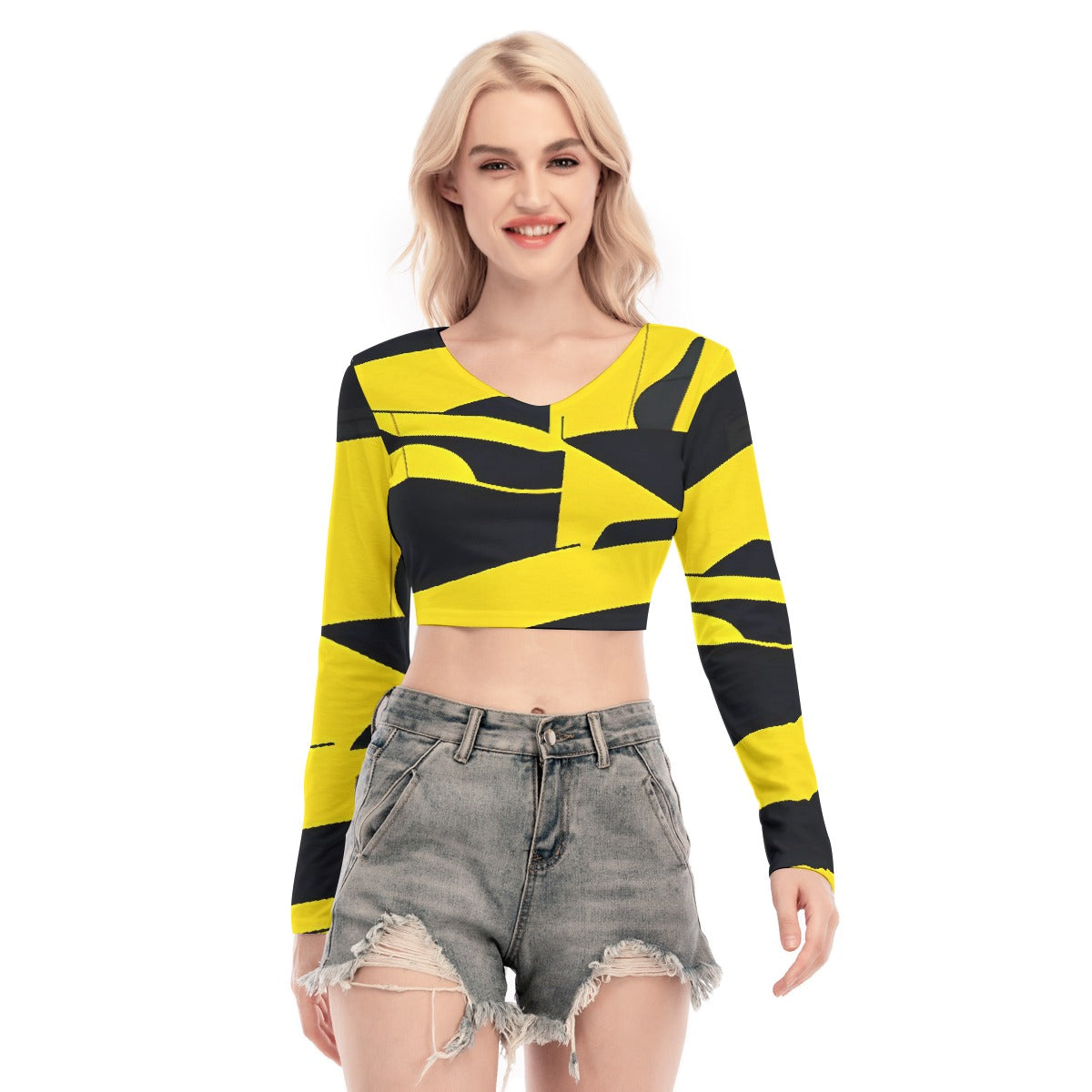 All-Over Print Women's Back Hollow T-shirt With Strap