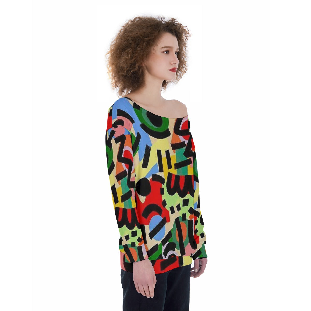 All-Over Print Oversized Women's Off-Shoulder Sweatshirt