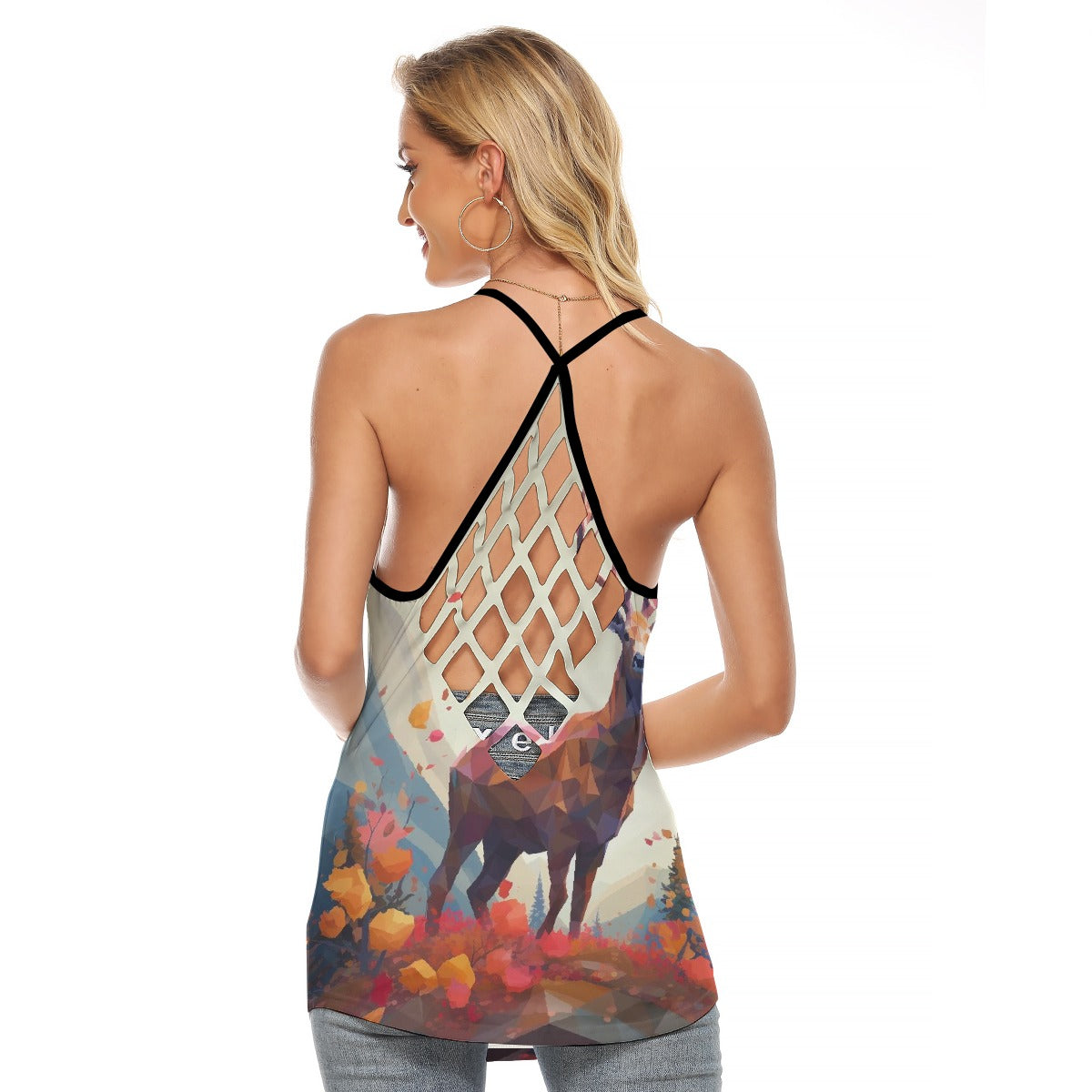 All-Over Print Women's Criss-Cross Open Back Tank Top