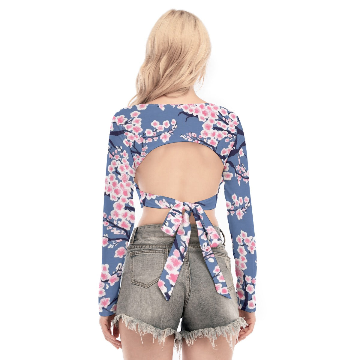 All-Over Print Women's Back Hollow T-shirt With Strap