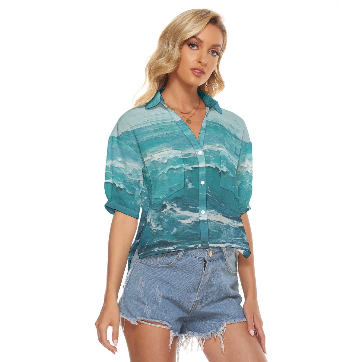 All-Over Print Women's V-neck Shirts