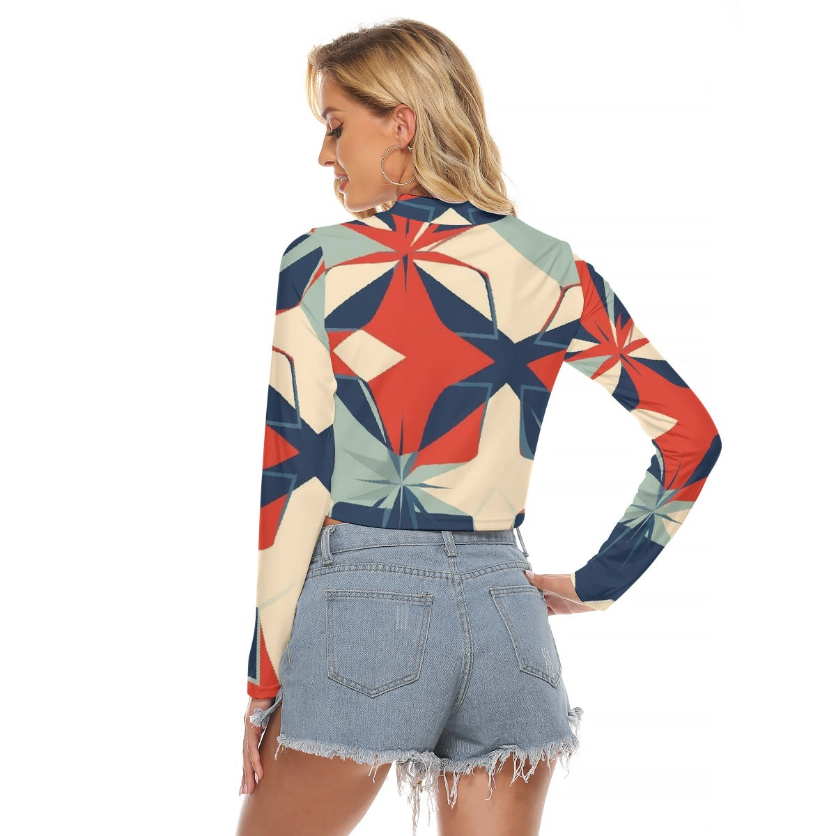 All-Over Print Women's Hollow Chest Keyhole Tight Crop Top