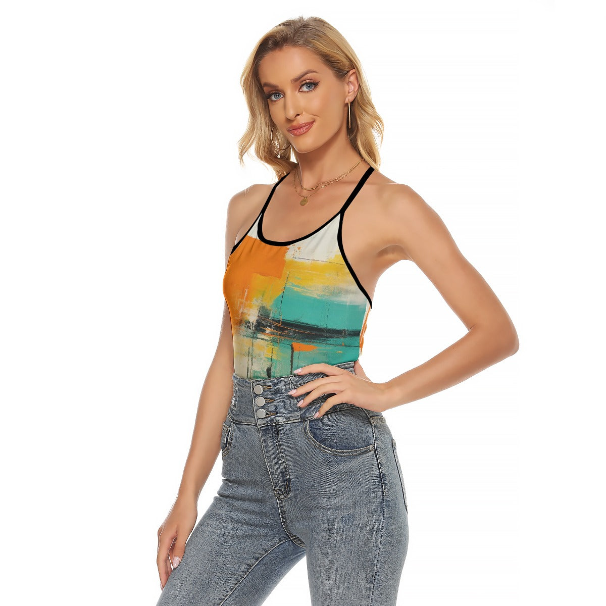 All-Over Print Women's Criss-Cross Open Back Tank Top