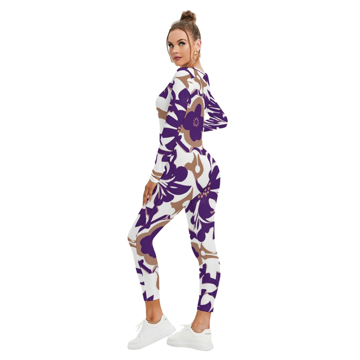 All-Over Print Women's Plunging Neck Jumpsuit