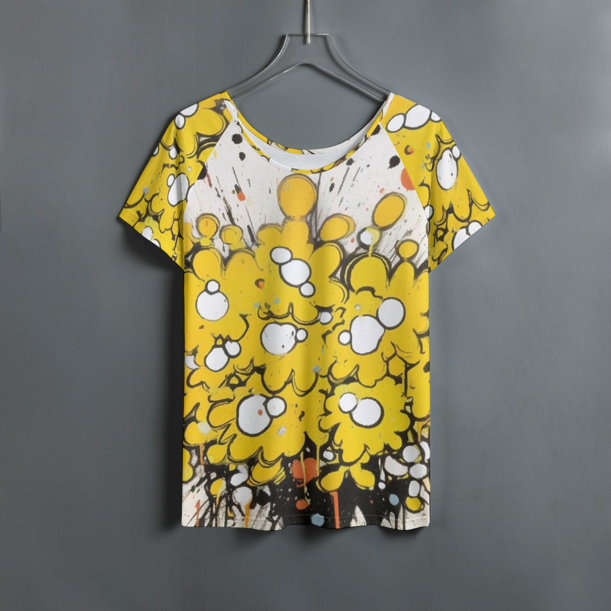 All-Over Print Women's Round Neck T-shirt With Raglan Sleeve