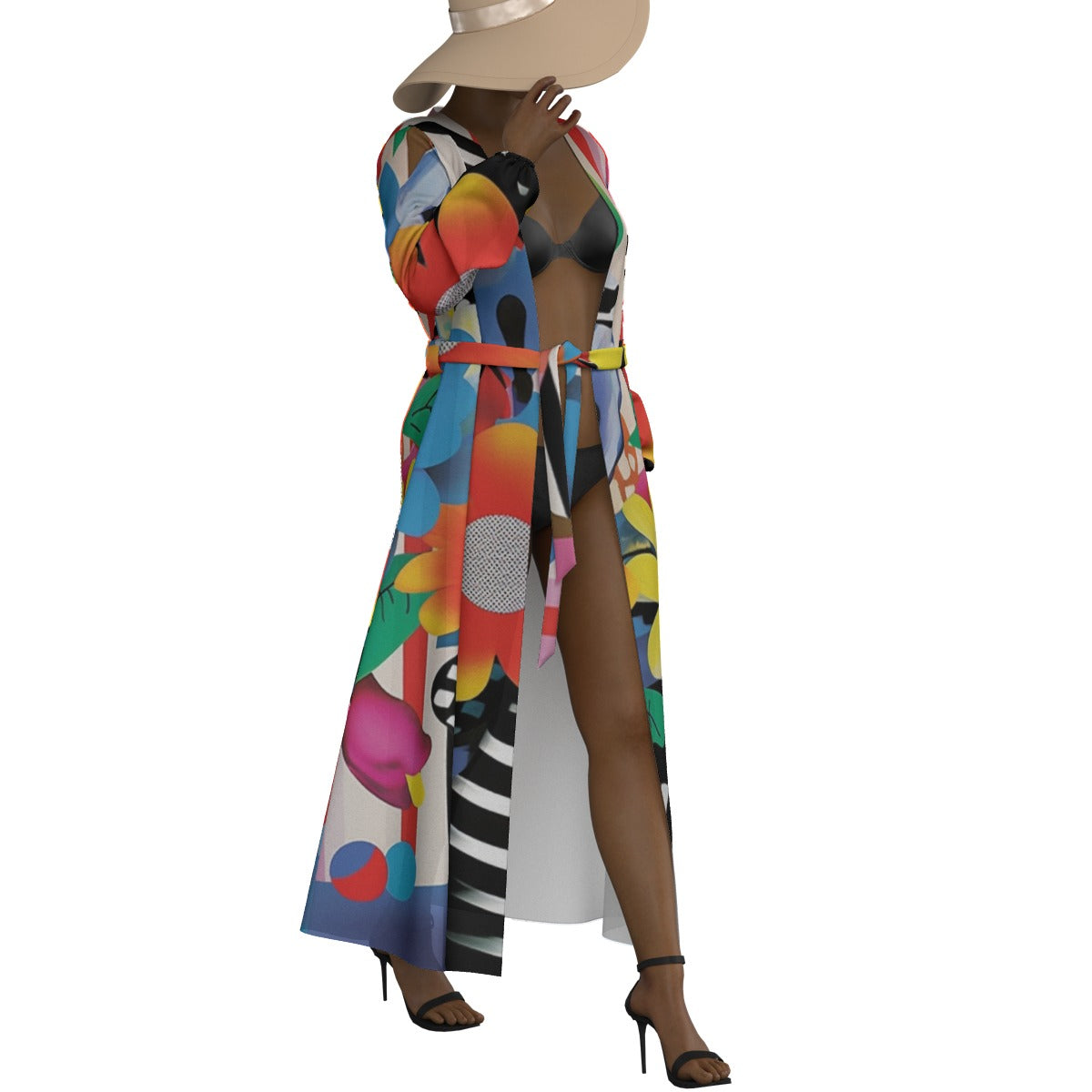 All-Over Print Women's Lace-up Chiffon Robe