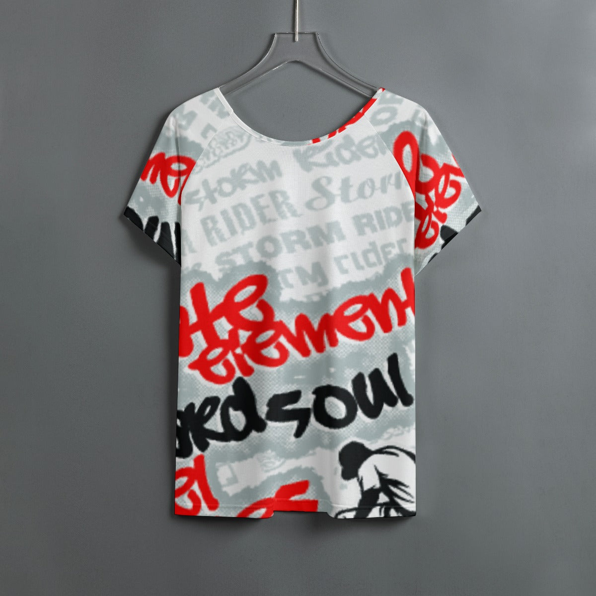 All-Over Print Women's Round Neck T-shirt With Raglan Sleeve