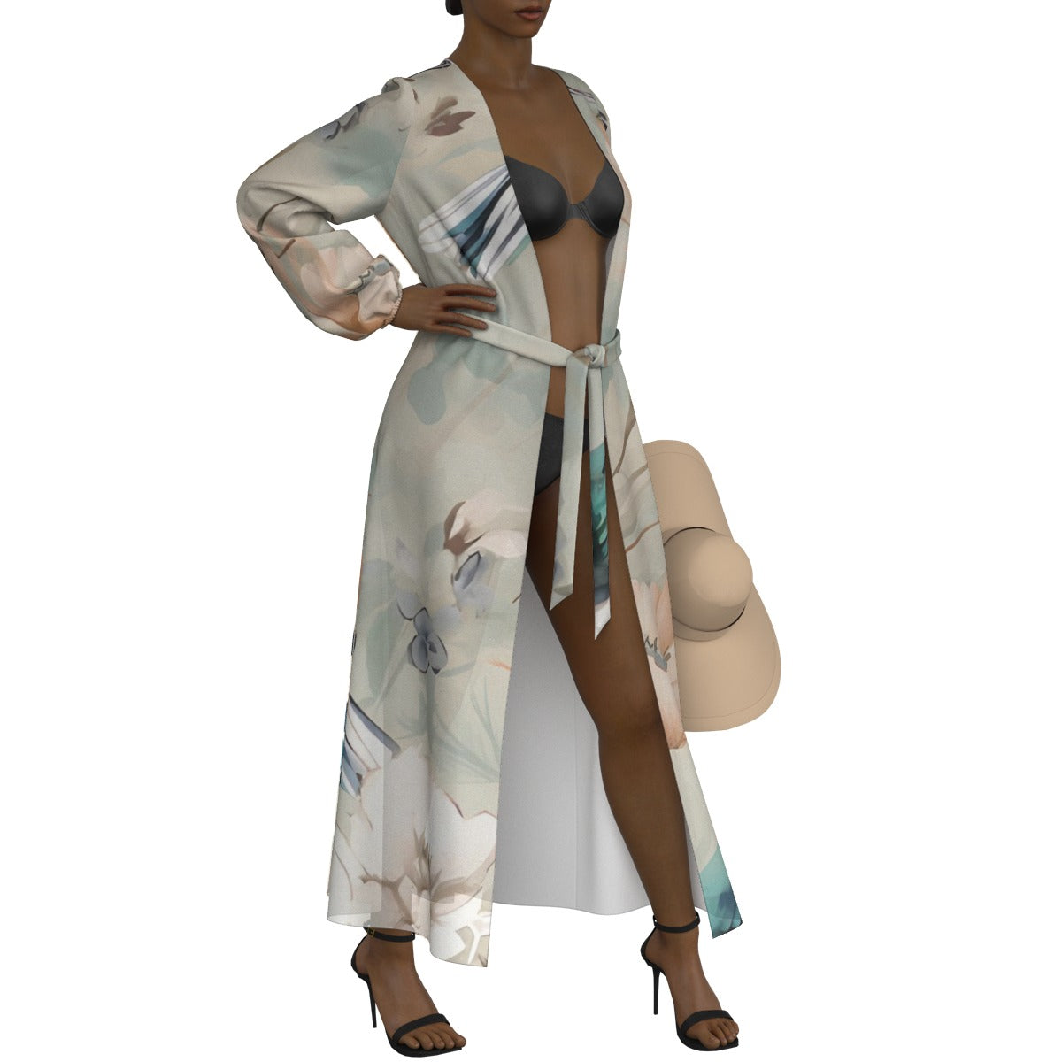 All-Over Print Women's Lace-up Chiffon Robe