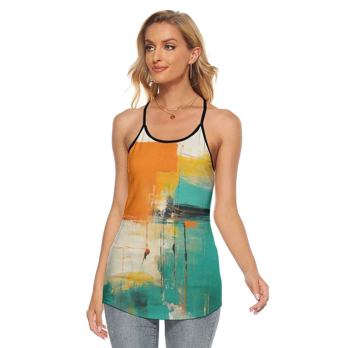 All-Over Print Women's Criss-Cross Open Back Tank Top