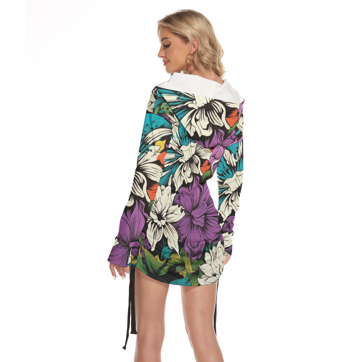 All-Over Print Women's One-shoulder Dress With Waist Shirring