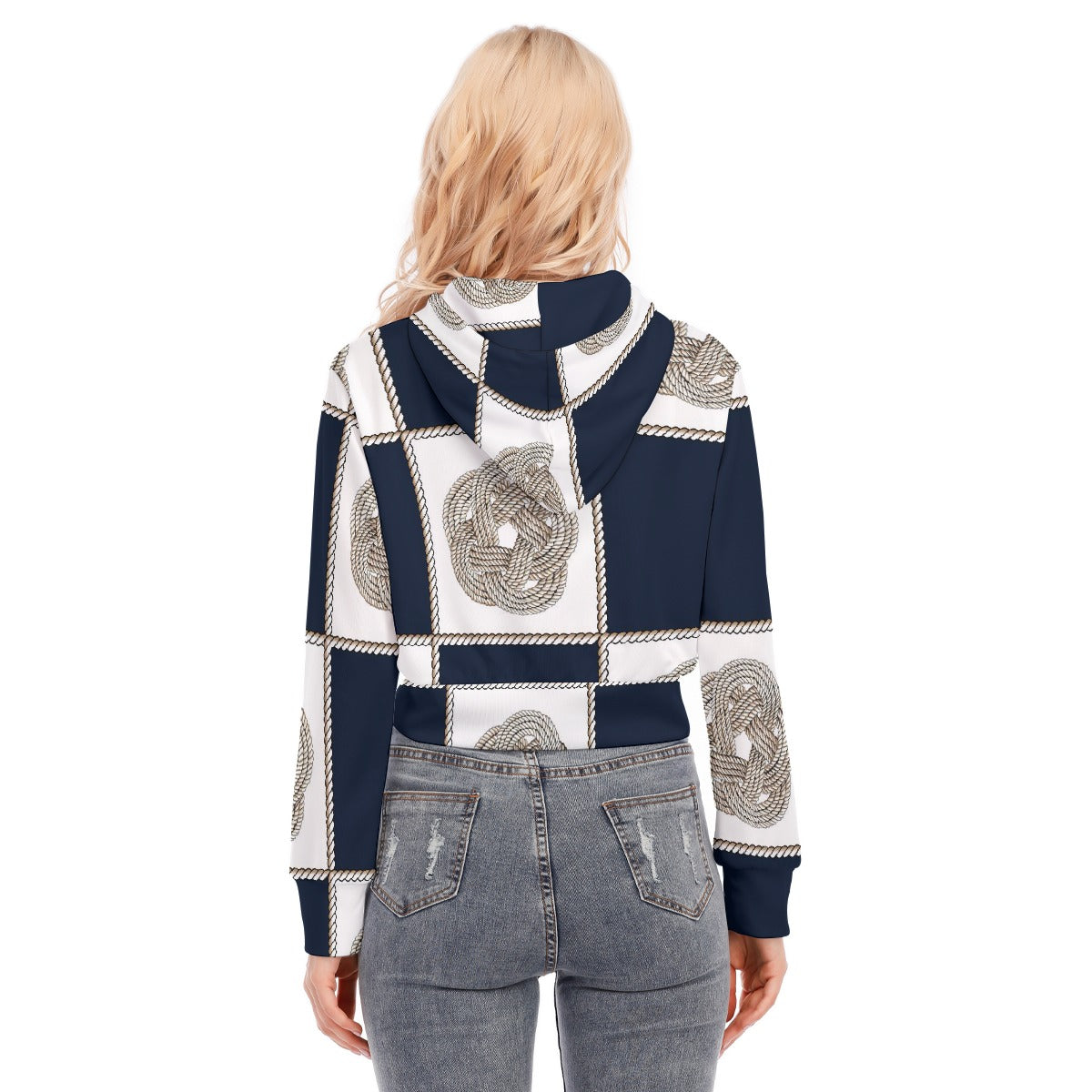 All-Over Print Women's Crop Top Hoodie With Zipper Closure