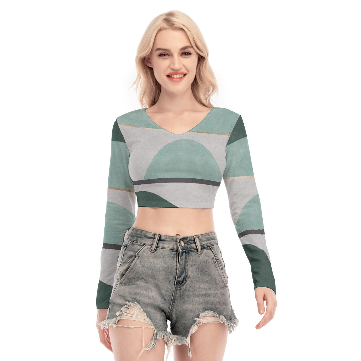 All-Over Print Women's Back Hollow T-shirt With Strap