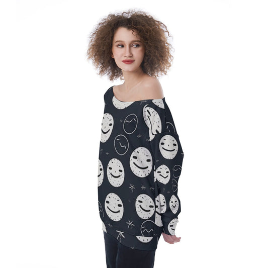 All-Over Print Oversized Women's Off-Shoulder Sweatshirt