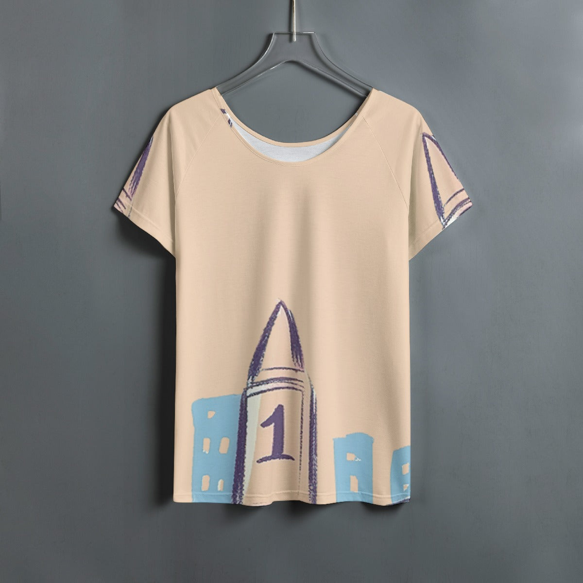 All-Over Print Women's Round Neck T-shirt With Raglan Sleeve