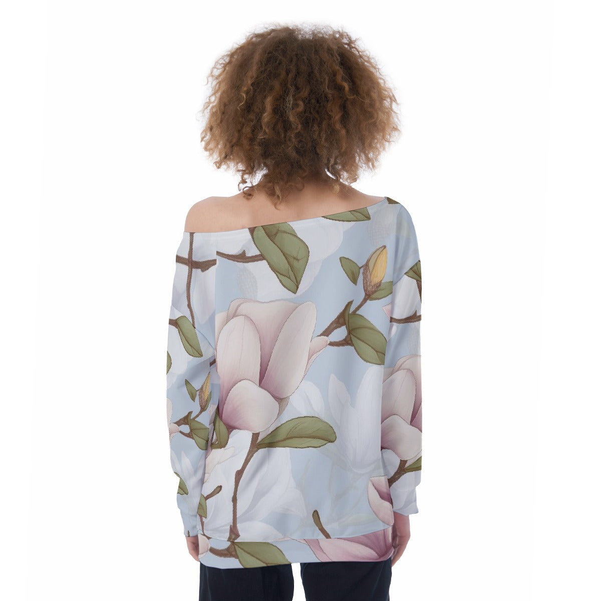 All-Over Print Oversized Women's Off-Shoulder Sweatshirt