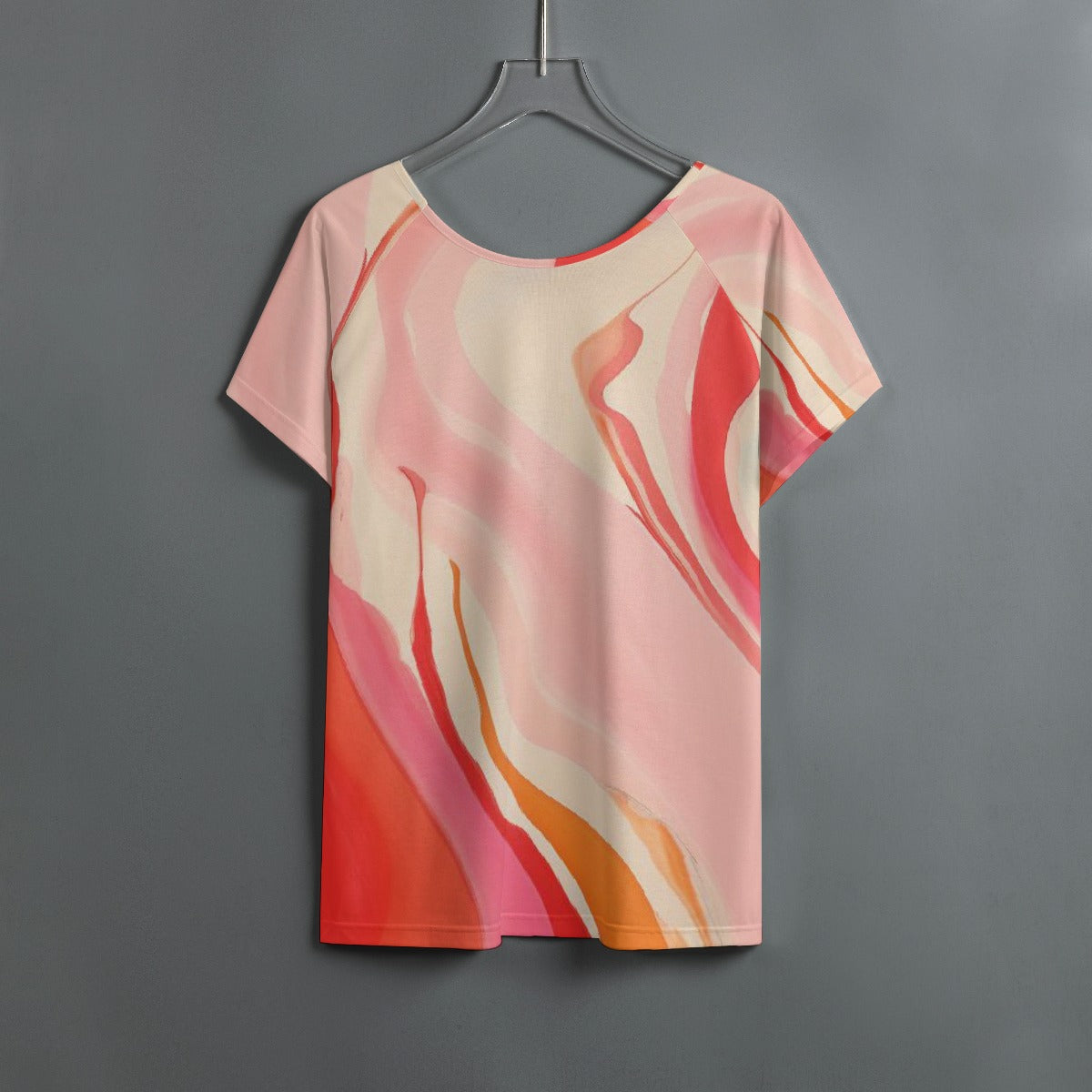 All-Over Print Women's Round Neck T-shirt With Raglan Sleeve