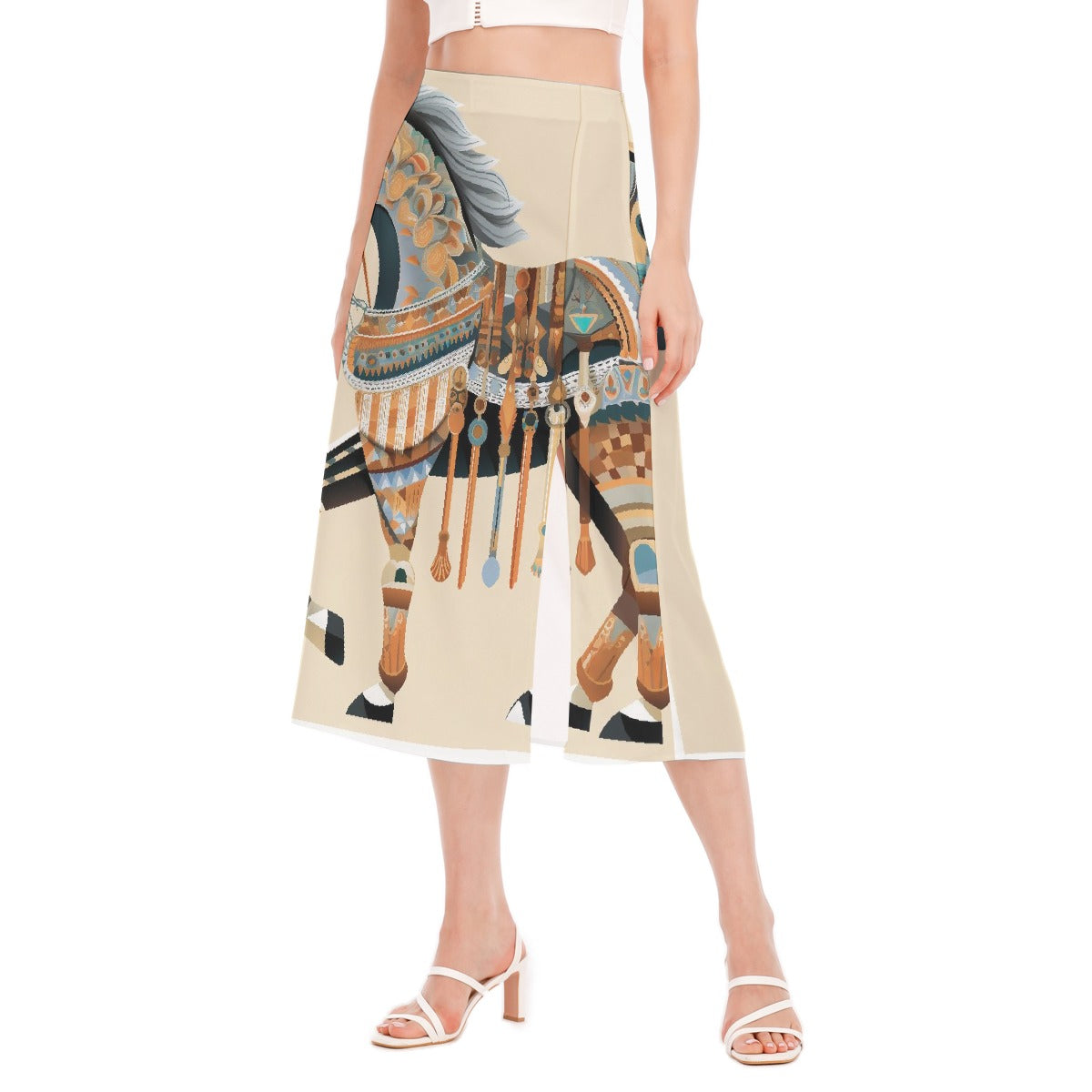 All-Over Print Women's High Slit Long Skirt