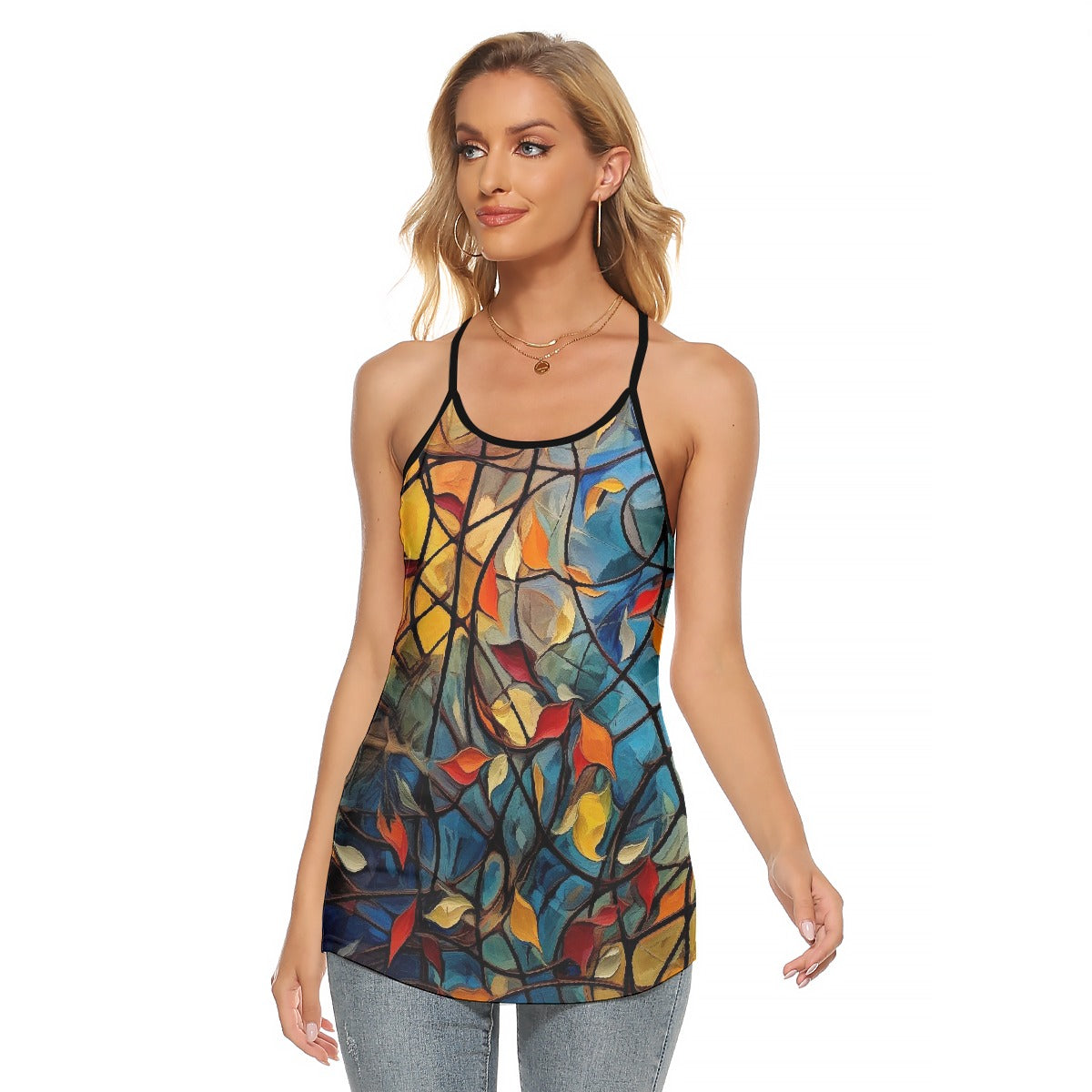 All-Over Print Women's Criss-Cross Open Back Tank Top