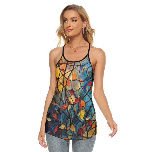 All-Over Print Women's Criss-Cross Open Back Tank Top
