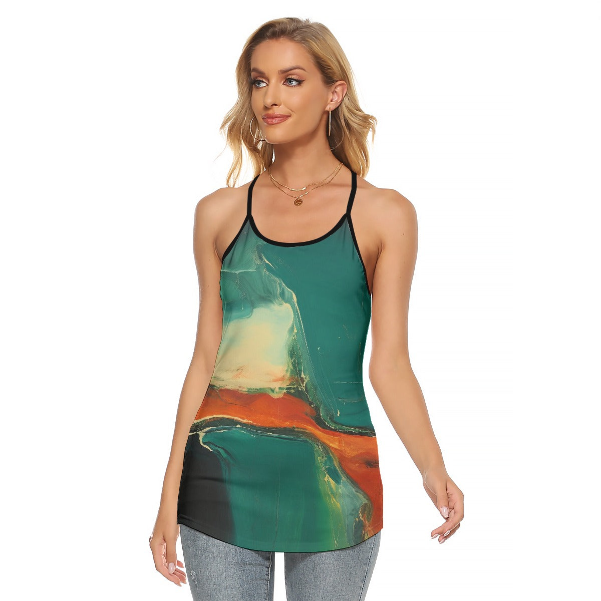 All-Over Print Women's Criss-Cross Open Back Tank Top