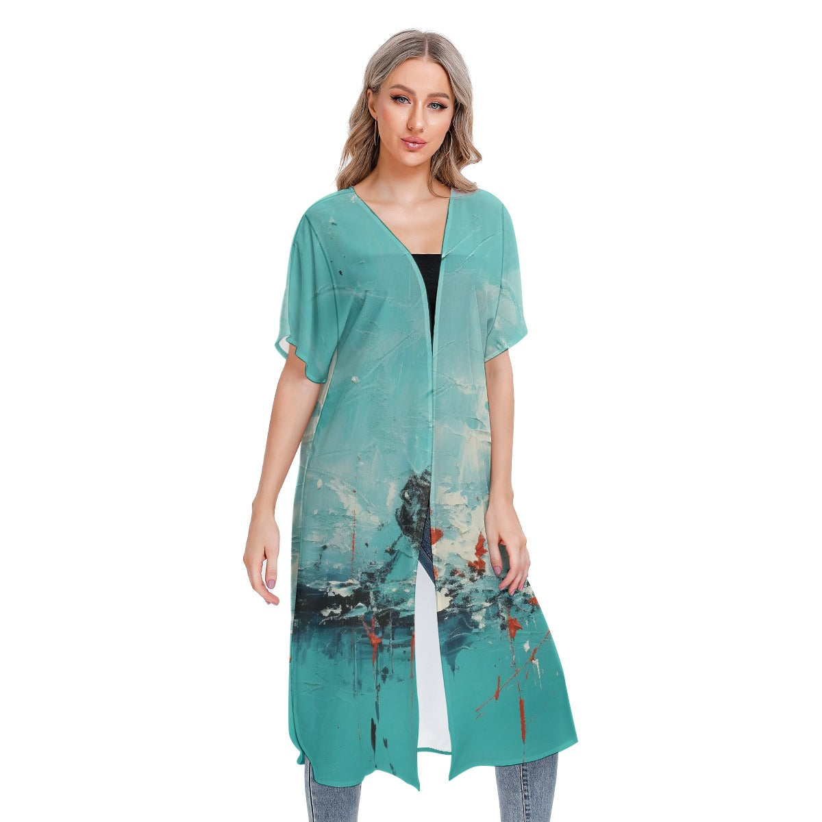 All-Over Print Women's Short Sleeve Cardigan