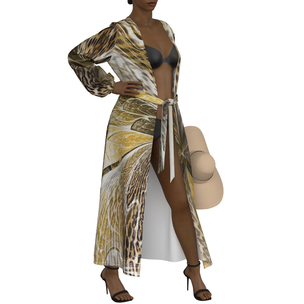 All-Over Print Women's Lace-up Chiffon Robe