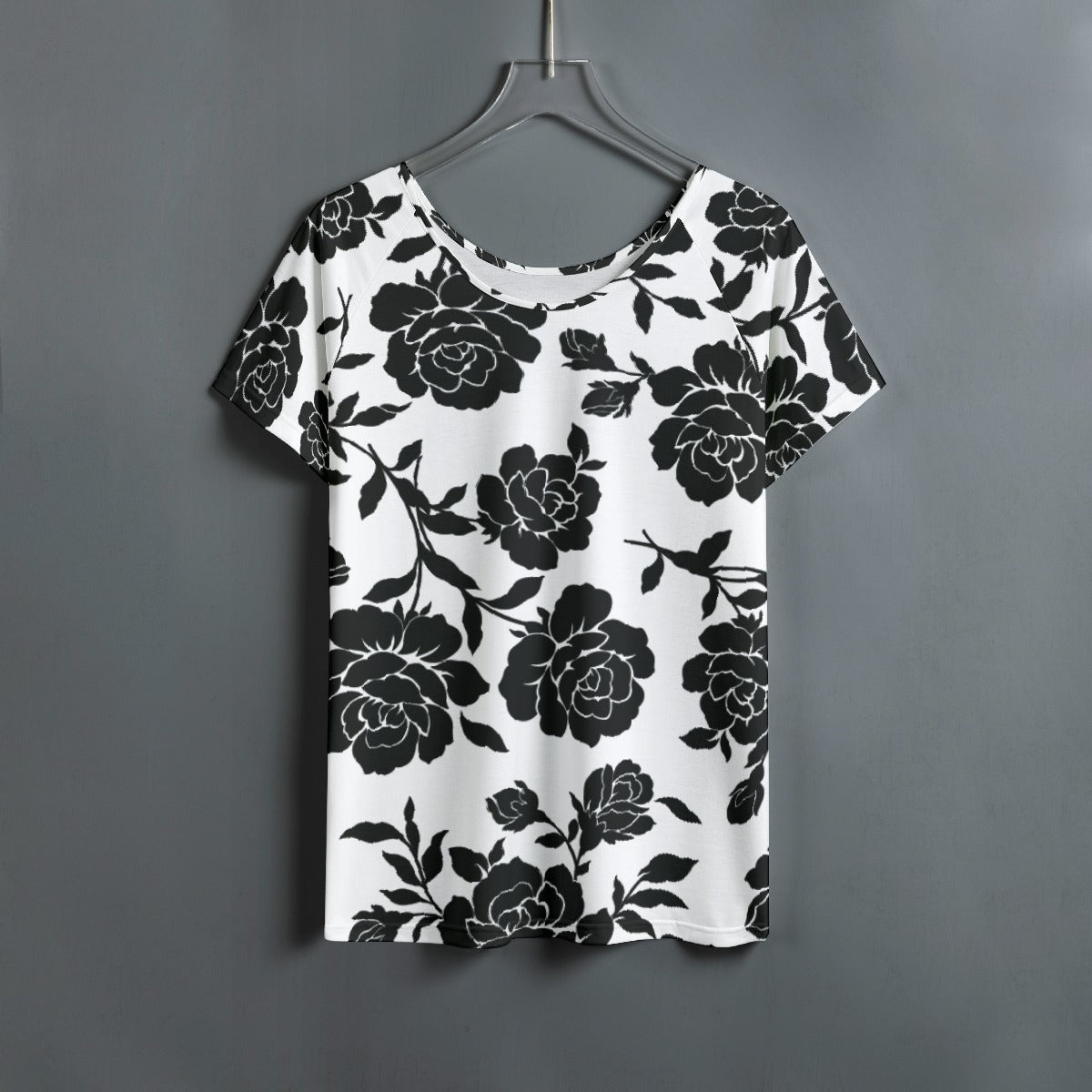 All-Over Print Women's Round Neck T-shirt With Raglan Sleeve