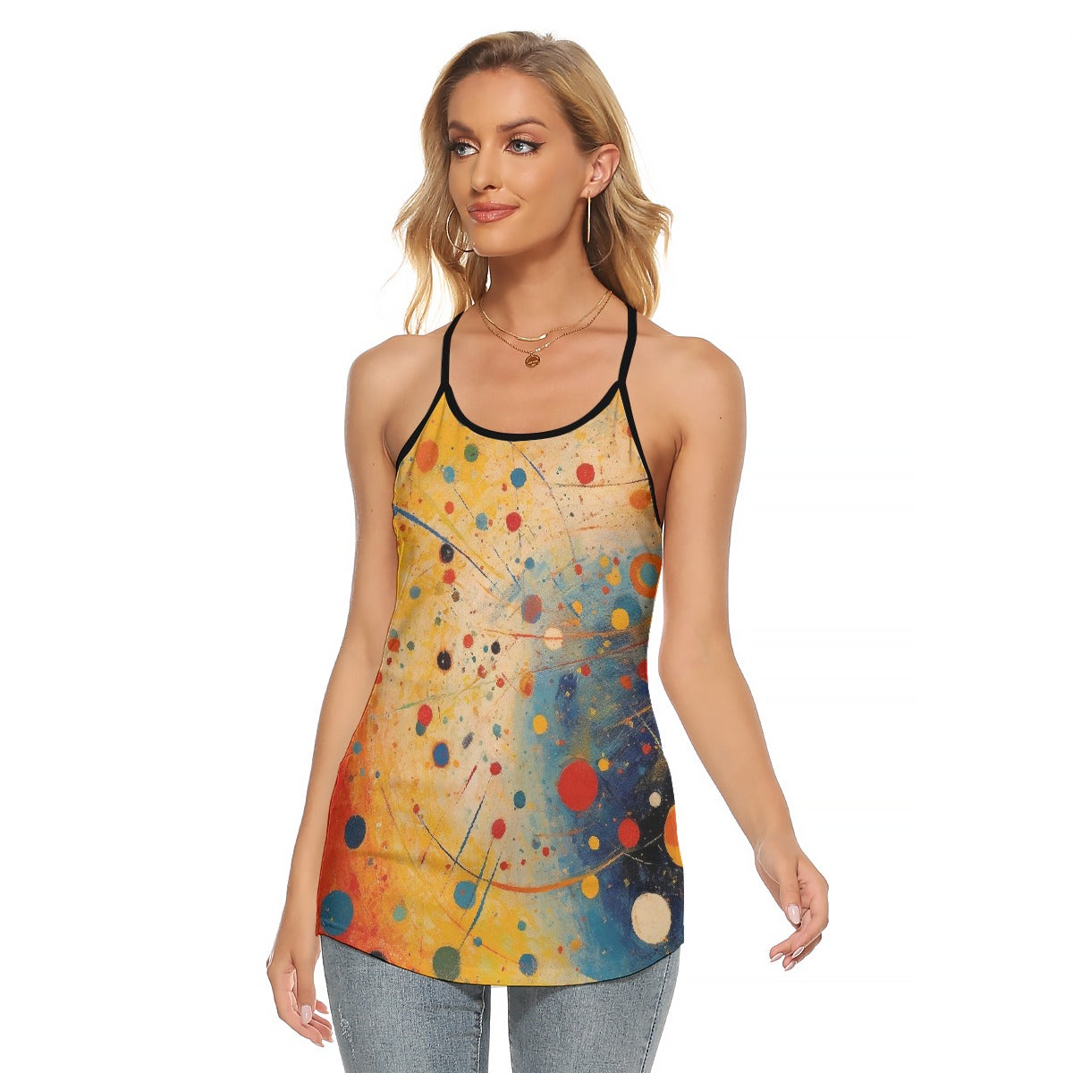All-Over Print Women's Criss-Cross Open Back Tank Top