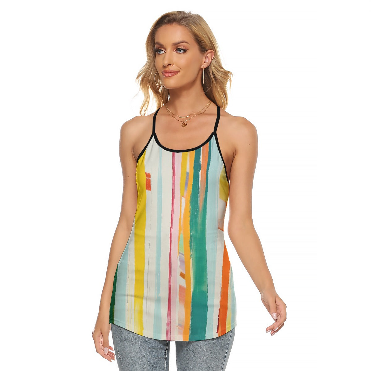 All-Over Print Women's Criss-Cross Open Back Tank Top