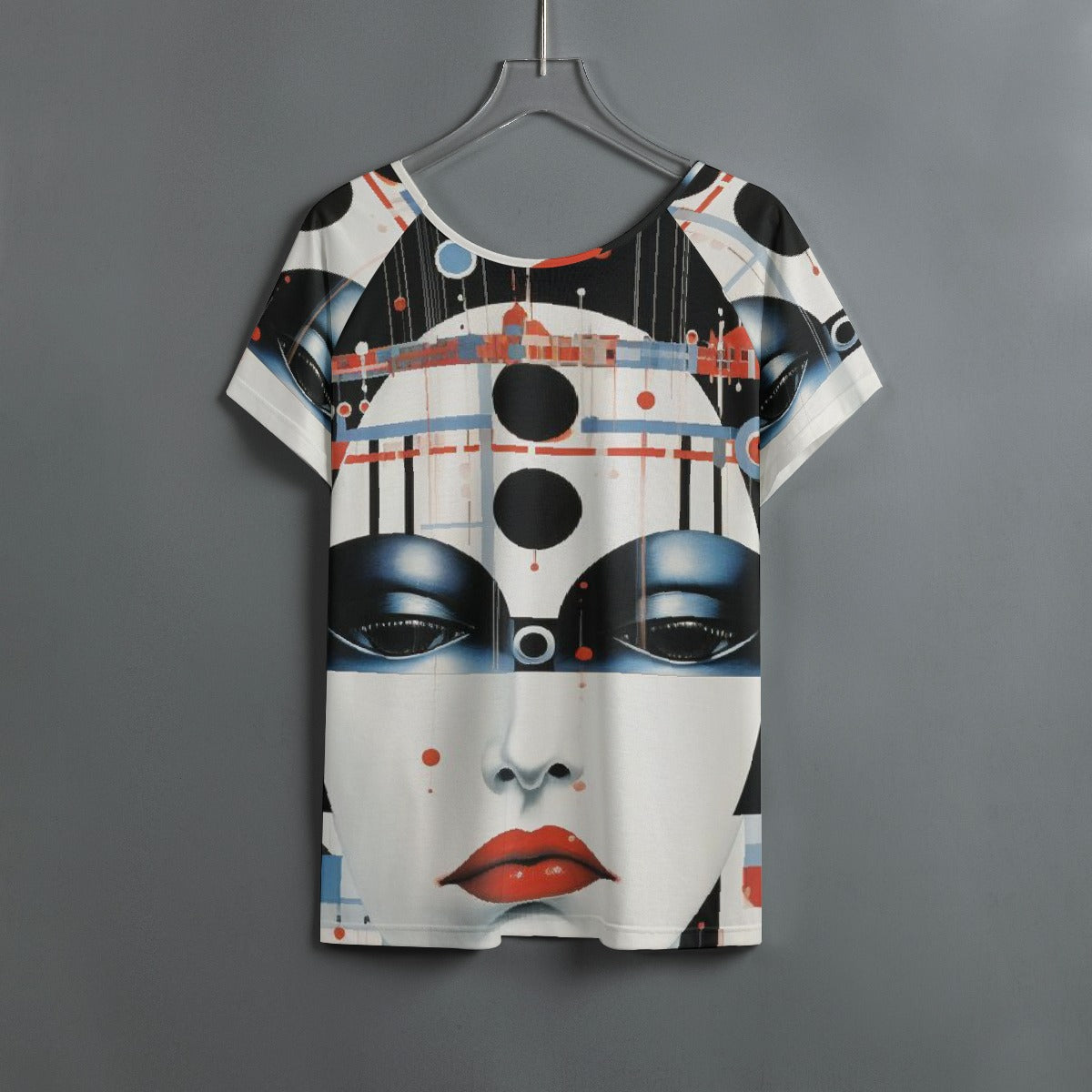 All-Over Print Women's Round Neck T-shirt With Raglan Sleeve