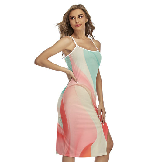 All-Over Print Women's Back Cross Cami Dress