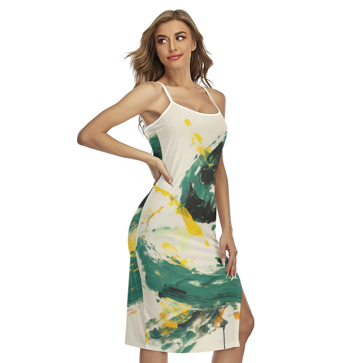 All-Over Print Women's Back Cross Cami Dress