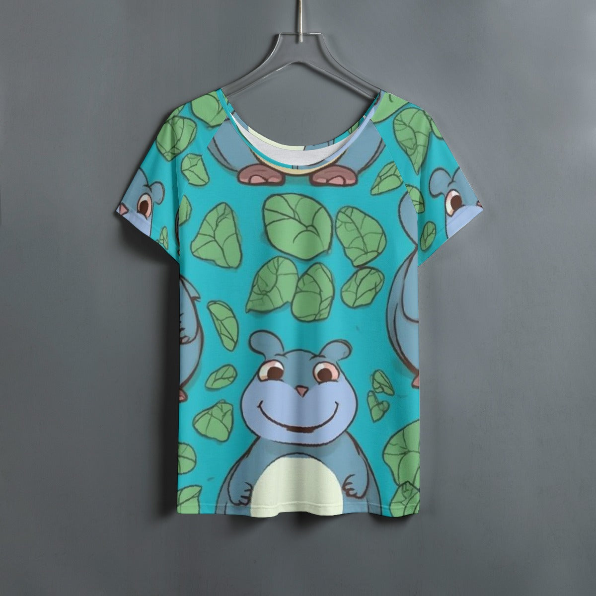 All-Over Print Women's Round Neck T-shirt With Raglan Sleeve