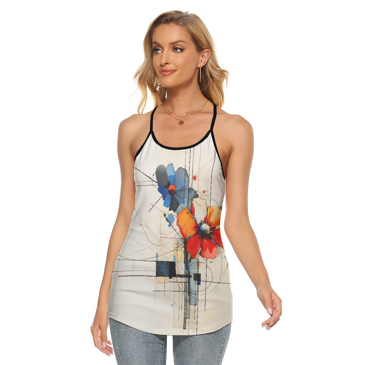 All-Over Print Women's Criss-Cross Open Back Tank Top