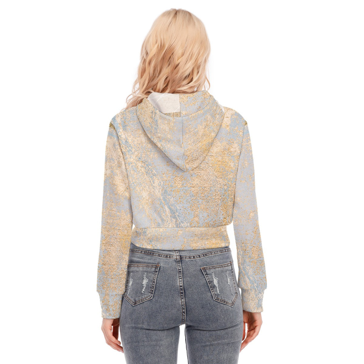 All-Over Print Women's Crop Top Hoodie With Zipper Closure