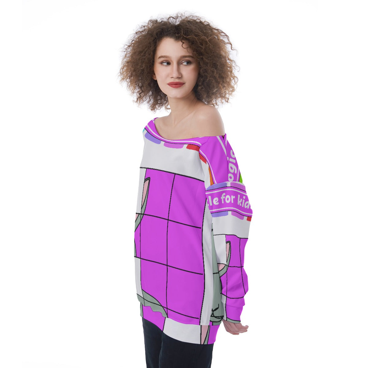 All-Over Print Oversized Women's Off-Shoulder Sweatshirt