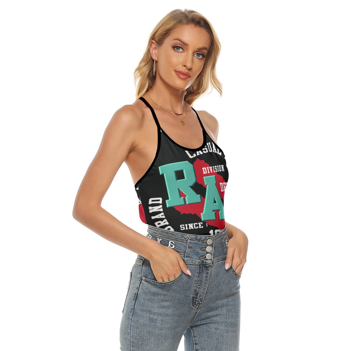 All-Over Print Women's Criss-Cross Open Back Tank Top