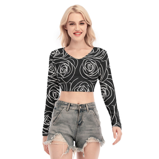 All-Over Print Women's Back Hollow T-shirt With Strap