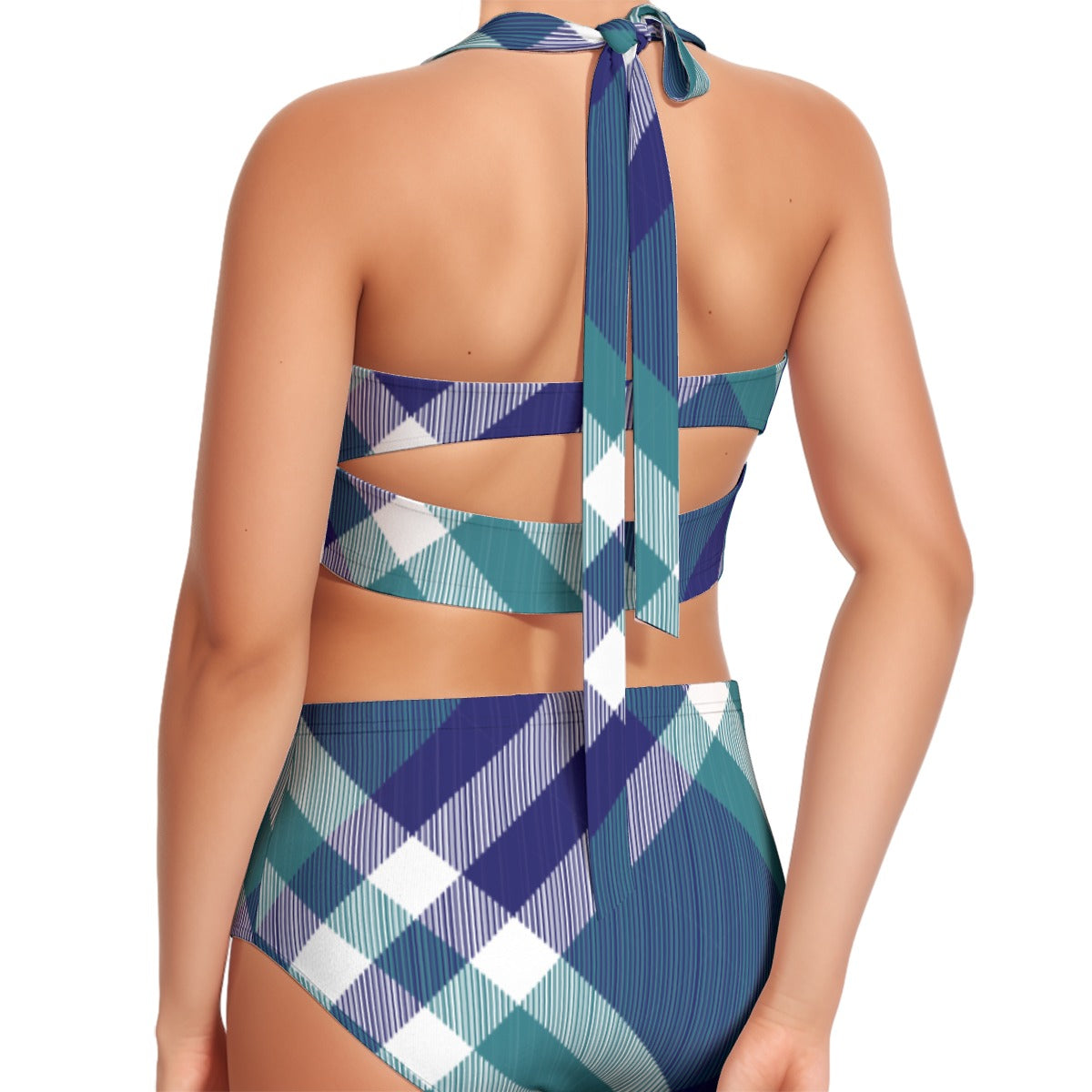 All-Over Print Women's Swimsuit Set With Halter