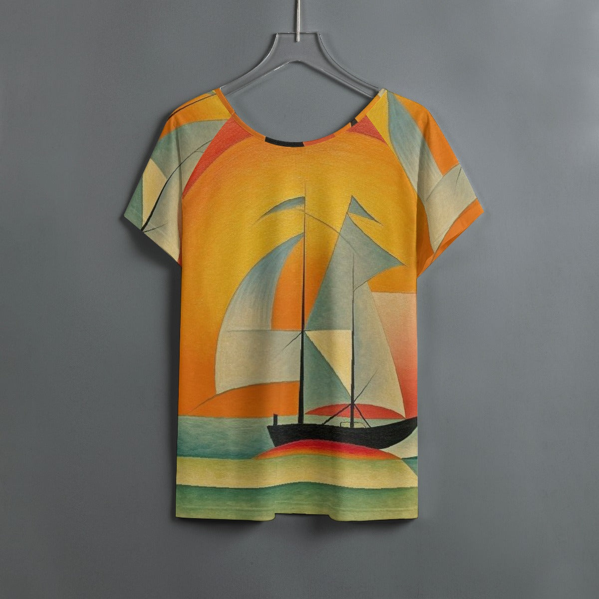 All-Over Print Women's Round Neck T-shirt With Raglan Sleeve