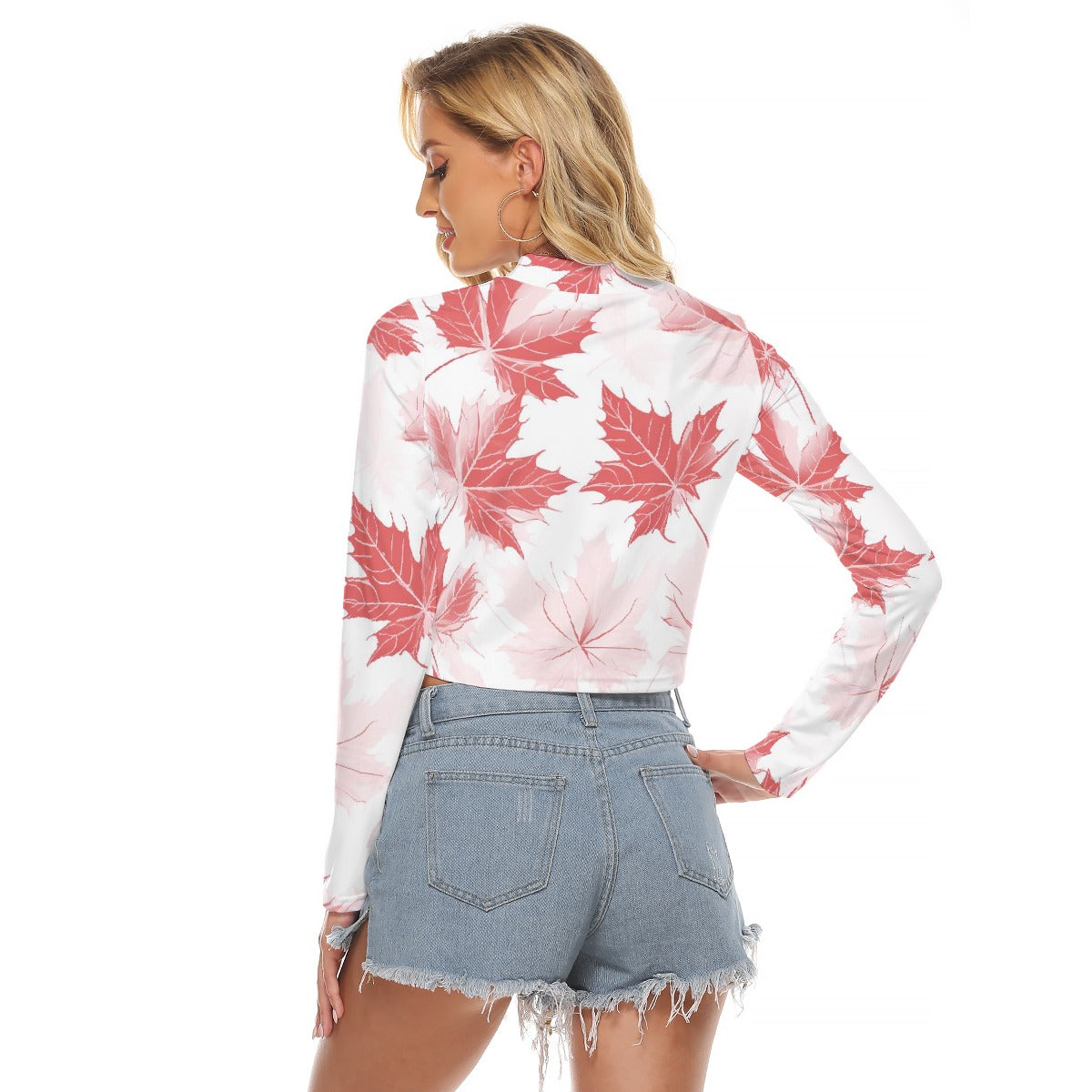 All-Over Print Women's Hollow Chest Keyhole Tight Crop Top