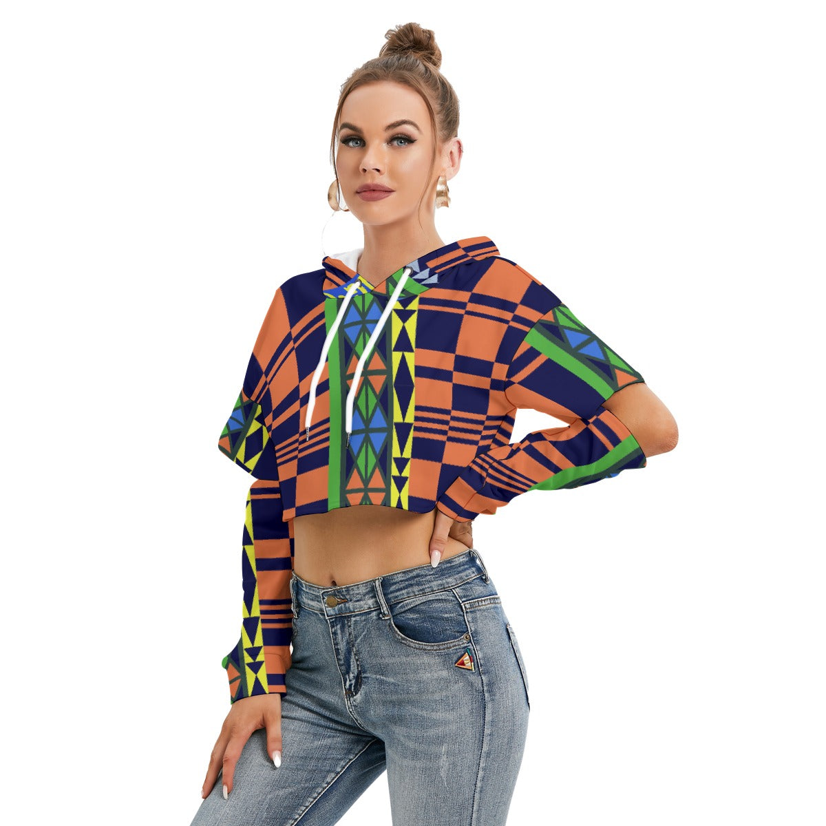 All-Over Print Women's Heavy Fleece Hoodie With Hollow Out Sleeve